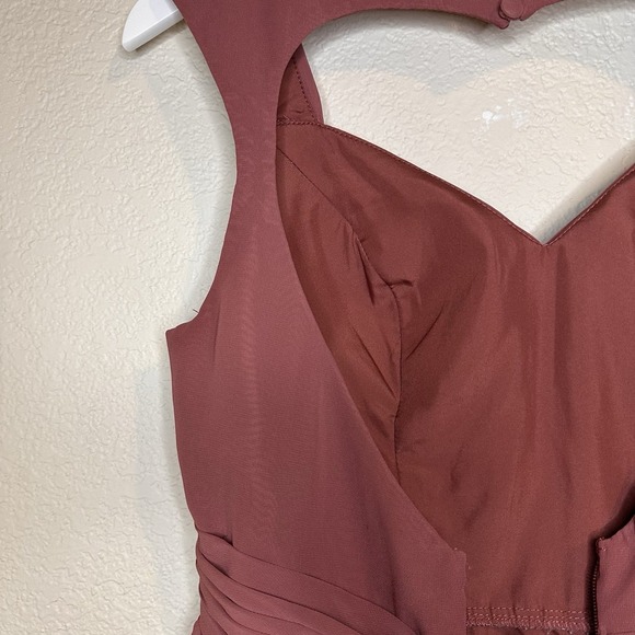 Azazie Raine A8 A-Line Sweetheart Floor Length Bridesmaid Dress Desert Rose - Picture 9 of 15